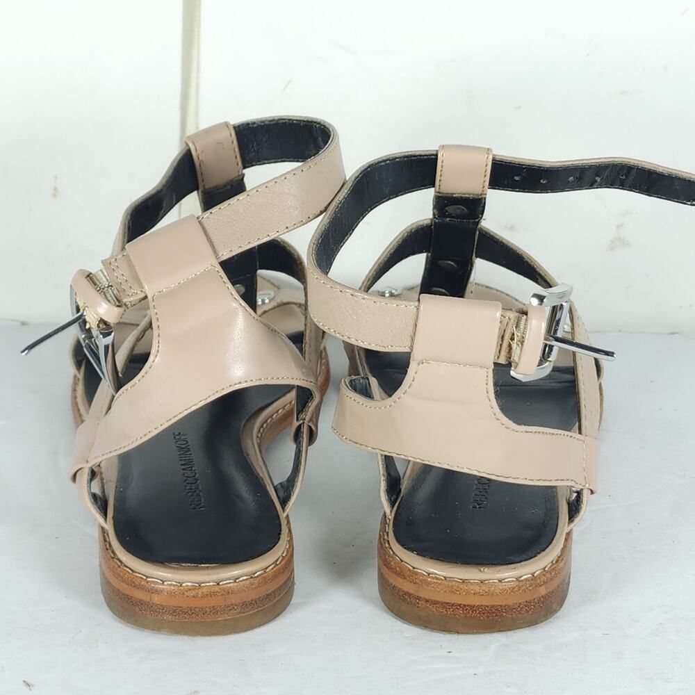 Rebecca Minkoff Women's US 6M Beige Leather Studded Strappy Gladiator Sandals - Picture 11 of 14